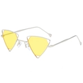 Gafas de sol punk triangulares con cristales amarillos y montura de metal plateado geométrico - Amarillo Transparente