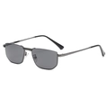 Men's retro square semi-rimless sunglasses with gunmetal frame and dark gray lenses - Gunmetal Frame Gray Lens