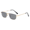 Men's retro semi-rimless square sunglasses with gold metal frame and grey lenses - Gold Frame Full Grey