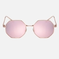 Retro octagonal metal sunglasses with pink mirrored lenses and rose gold frame finish - Pink Frame Pink Mirror