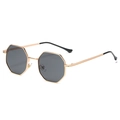 Lunettes de soleil octogonales rétro avec monture en métal doré et verres foncés - Monture Dorée Verres Gris
