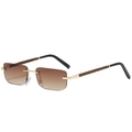 Gafas de sol retro cuadradas sin montura con lentes degradadas y patillas de madera - Degradado Marrón