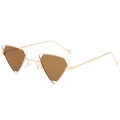 Gafas de sol de triángulo invertido en metal dorado con lentes marrones elegantes - Té