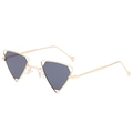 Punk style triangular sunglasses with gold metal frame and dark gray lenses - Black Gray