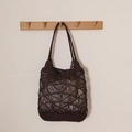 Dunkelbraune Oversize-Makramee-Tasche mit Hohlmuster für den Strandurlaub und Freizeit - Dunkelbraun (Mit Innentasche)