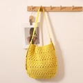 Borsa hobo a tracolla in maglia gialla con cinturino in pelle regolabile per le vacanze estive - Giallo