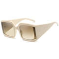 Lunettes de soleil vintage carrées crème avec des verres dégradés marron élégants - C05 Beige