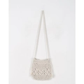 Handgefertigte Boho-Schultertasche aus Baumwolle mit Rautenmuster und Quastenverzierung - Geldbörse Beige