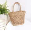 Handmade raffia straw tote bag with hollow woven trapezoid design for summer beach holidays - Trapezoid Hollow Style