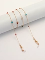Golden eyewear chain with colorful heart charms and anti-slip silicone loops - Gold Chain With Colorful Hearts