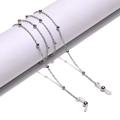 Detailed view of silver pearl chain with silicone loops for glasses or face masks - Silver Clipped Bead