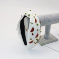 Serre-tête large noué blanc avec strass étincelants et breloques de fruits d'été - Pastèque