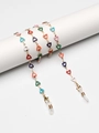 Cadena dorada para gafas con corazones de esmalte colorido y gomas de silicona blanca - Corazón Multicolor