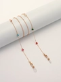 Golden eyewear chain with colorful heart-shaped glass stones and lobster clasps - Default