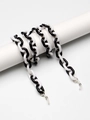 Minimalist black and white acrylic glasses chain with glossy resin links and rubber loops - Black and White