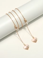 Catena per occhiali dorata con ciondoli a cuore rosa e perle su base minimalista - Stile Perla Cuore Oro (GL1842)