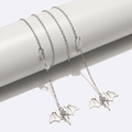 Silver punk bat eyewear chain with anti-slip silicone loops for sunglasses on white stand - Silver