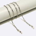 Minimalist silver oval link glasses chain with clear silicone non-slip connector loops - Silver