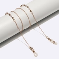 Elegante catenella per occhiali dorata con perle bianche e sfere in metallo - Oro