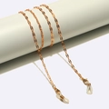 Golden paperclip link glasses chain with white rubber loops and lobster clasps - Gold