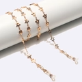 Handmade gold star link eyewear chain with anti-slip rubber loops and lobster clasps - Gold Hollow Star Style (GL1600)