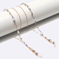 Golden handmade crystal eyeglass chain with blue and white beads for sunglasses - Gold