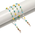 Colorful beaded eyewear chain with gold links and silicone loops for glasses and masks - Colorful Beaded Gold Chain (GL1574)