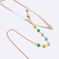 Modieuze brilketting van goud metaal met gekleurde kristalkralen en siliconen lussen - Veelkleurige Kralen (Gouden Ketting)