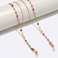 Colorful beaded eyewear chain with gold alloy links and silicone anti-slip loops - Colorful Beaded