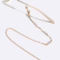 Catenina per occhiali minimalista in oro con perle lavanda e barre metalliche - Stile Perla Viola Chiaro Oro (GL1571)