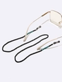 Handmade beaded eyewear chain with black and green resin beads and adjustable loops - Mixed Color Rice Beads Style (GL1115)