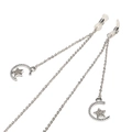 Punk silver glasses chain with rhinestone star and moon charms and non-slip loops - Silver