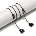 Chic black and gold eyewear chain featuring cute ghost pendants for Halloween accessories - Black Ghost Style
