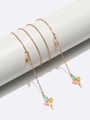 Gouden metalen brillenkoord met kleurrijke ballonhangers en antislip rubberen lussen - Gekleurde Ballon Gouden Ketting Stijl