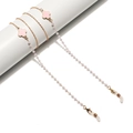Catenina per occhiali con quadrifoglio rosa e perle, finitura oro e moschettoni - Predefinito
