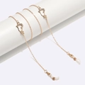 Elegant gold glasses chain with rhinestone heart pendants and adjustable silicone loops - Gold Heart Style (GL1524)
