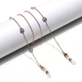 Golden hollow rose glasses chain with anti-slip silicone loops and lobster clasps - Hollow Rose Style (GL1443) / Gold