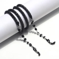 Schwarze Brillenkette aus Naturstein mit silbernen Schlaufen für Brillen und Masken - Schwarze Naturstein-Maiskette Verdickt 6,0 mm