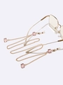 Elegant 10mm pink crystal glasses chain with gold metal link strap and anti-slip silicone loops - Gold Chain With Pink Crystal Squares