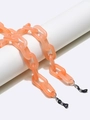 Peach acrylic eyeglass chain with oval links and adjustable rubber loops for sunglasses - Orange