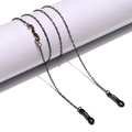 Handmade black metal glasses chain featuring a stylish mustache pendant and silicone loops - Mustache Style (GL1411)