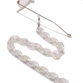 Rainbow acrylic eyeglass chain with iridescent chunky links and non-slip silicone loops - White (Iridescent)