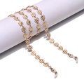 Golden eyewear chain with white daisy pendants and silicone loops for glasses or masks - Daisy Style (GL1409)
