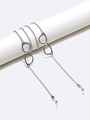 Catenella per occhiali in metallo argento con mini montature e anelli in silicone - Stile Ciondolo Occhiali / Argento