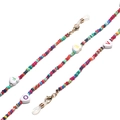 Detail van gekleurde kralen en hart LOVE bedeltjes voor brillenkoorden en maskers - Multicolor Hart LOVE Stijl