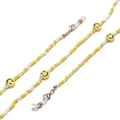 Detalle de cadena para gafas con caritas sonrientes amarillas y cierres dorados - Amarillo