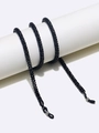 Cadena para gafas de 6,0mm con cuentas negras y hebillas metálicas plateadas ajustables - Negro