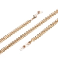 Cadena minimalista de cobre dorado para gafas con cierres de langosta y lazos de silicona - Dorado
