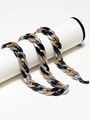 Matte tricolor acrylic glasses chain with black silver and gold chunky flat links - Thick Chain Style / Multicolor