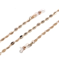 Elegant gold leaf-shaped metal glasses chain with silicone loops and textured oval petals - Gold